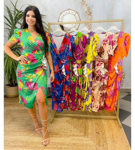 Vestido cóctel flores