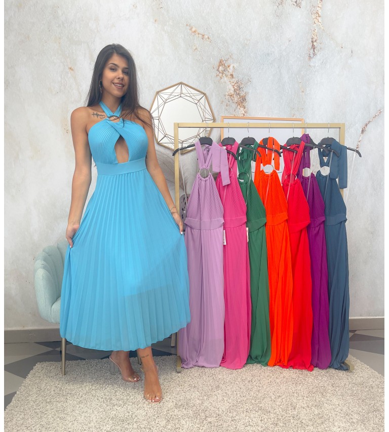 Vestido plisado argolla