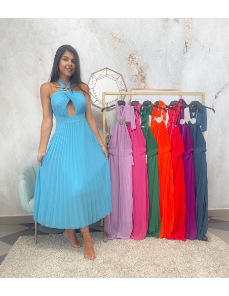 Vestido plisado argolla