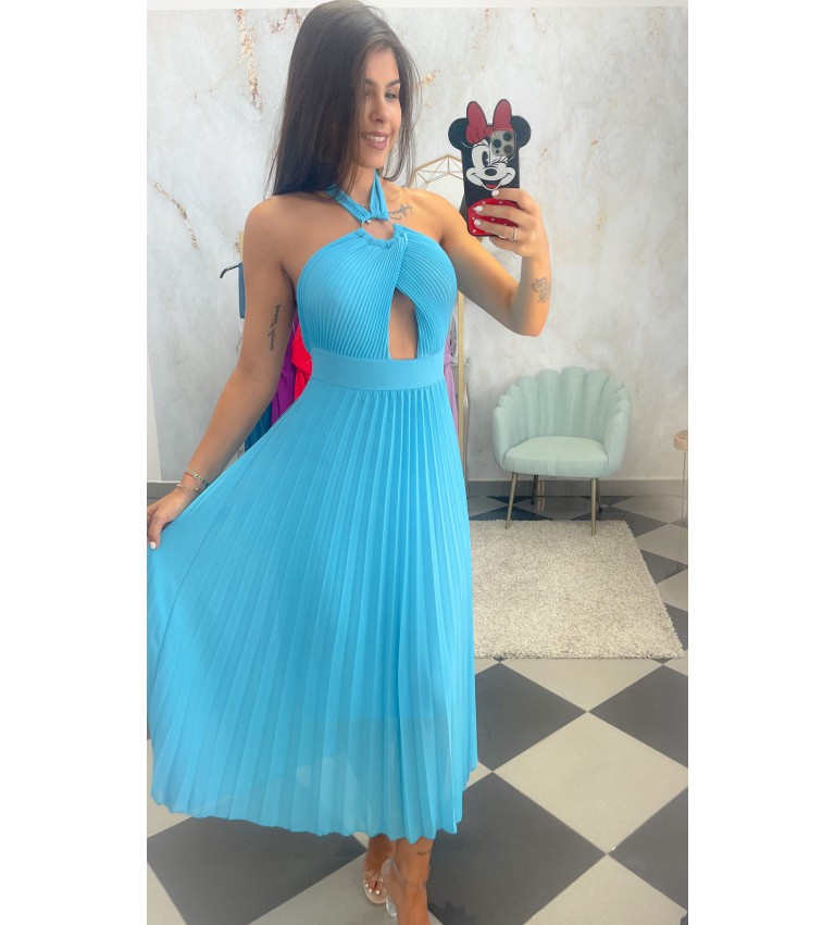 Vestido plisado argolla