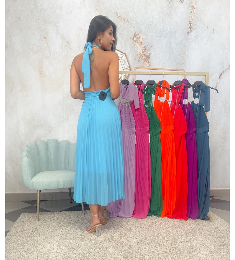 Vestido plisado argolla