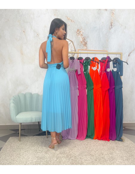 Vestido plisado argolla