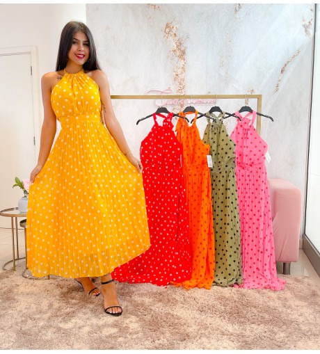 Vestido topos plisado