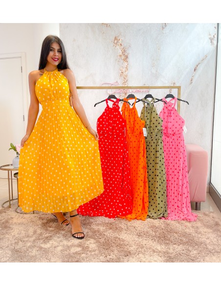 Vestido topos plisado