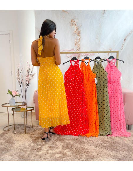 Vestido topos plisado