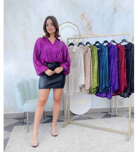 Blusa over size lentejuela