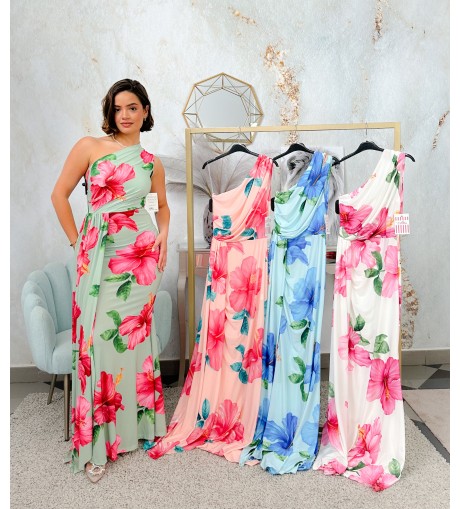 Vestido flores una manga