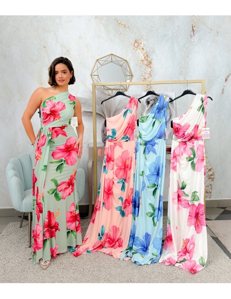 Vestido flores una manga