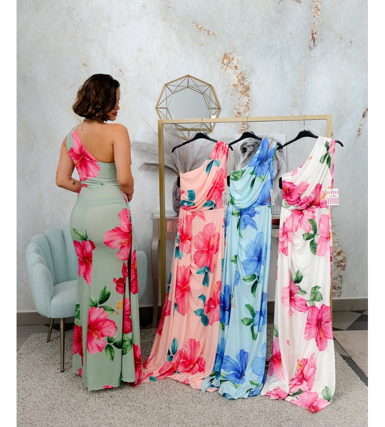 Vestido flores una manga