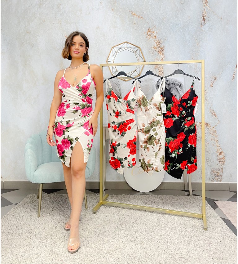 Vestido corto print flores