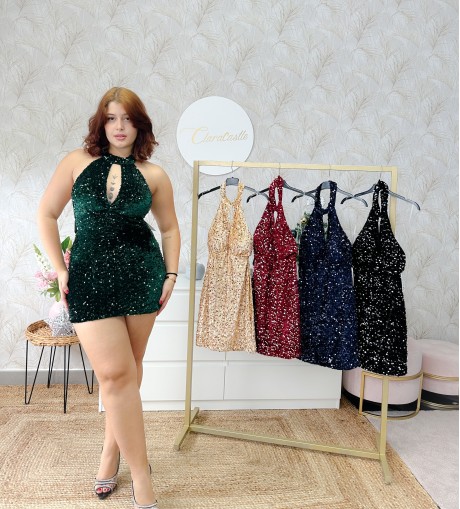 Vestido lentejuela halter*