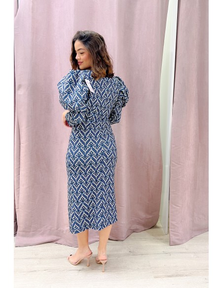 Vestido cóctel manga abullonada