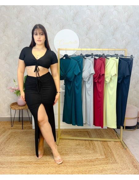 Top canalé fruncido