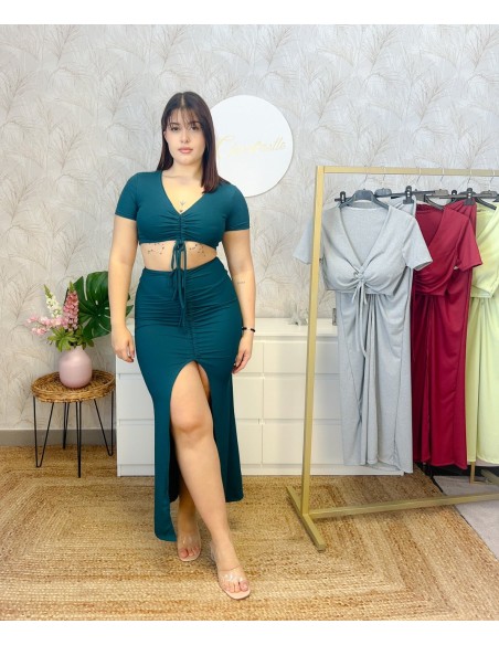 Top canalé fruncido