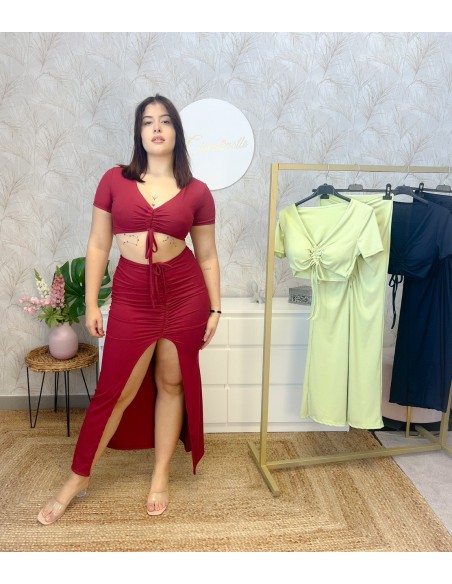 Top canalé fruncido