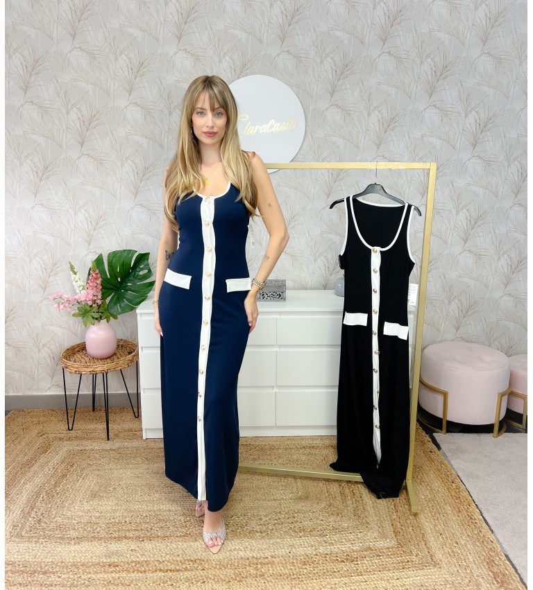 Vestido midi bicolor