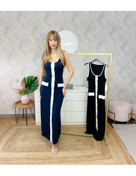 Vestido midi bicolor