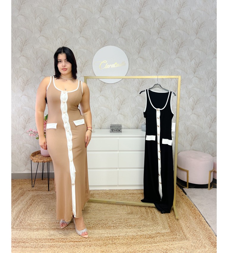 Vestido midi bicolor