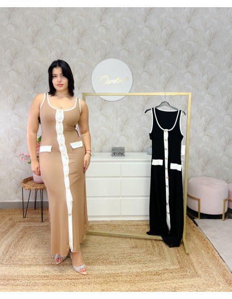 Vestido midi bicolor