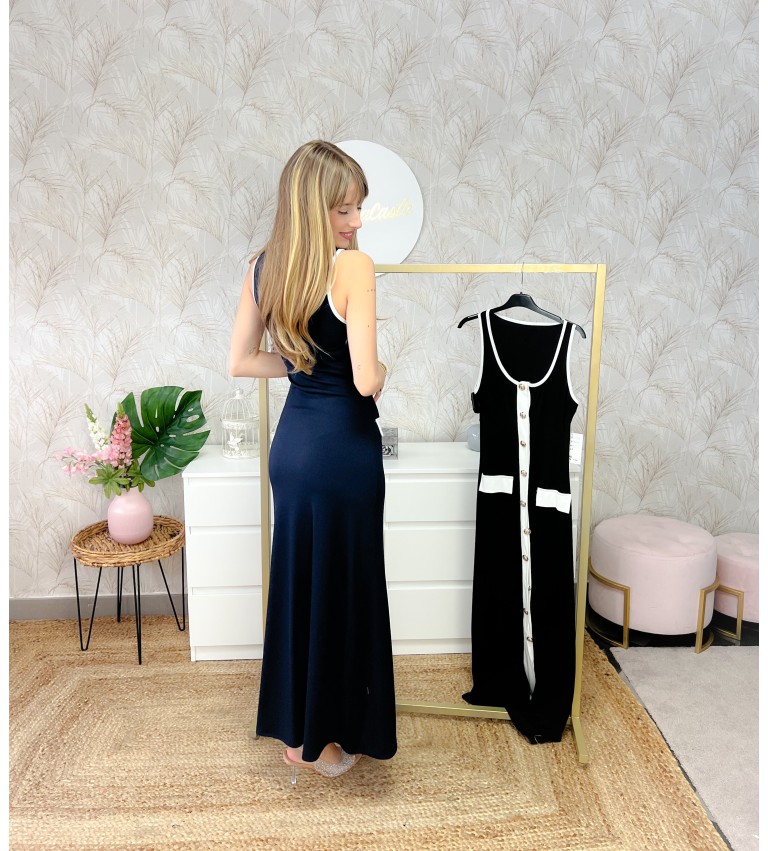 Vestido midi bicolor