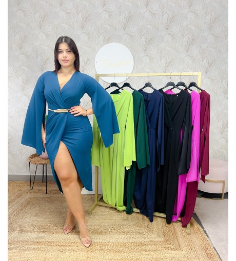 Vestido capa midi nudo