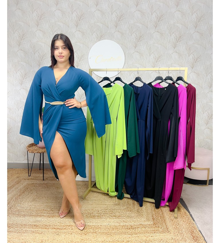 Vestido capa midi nudo