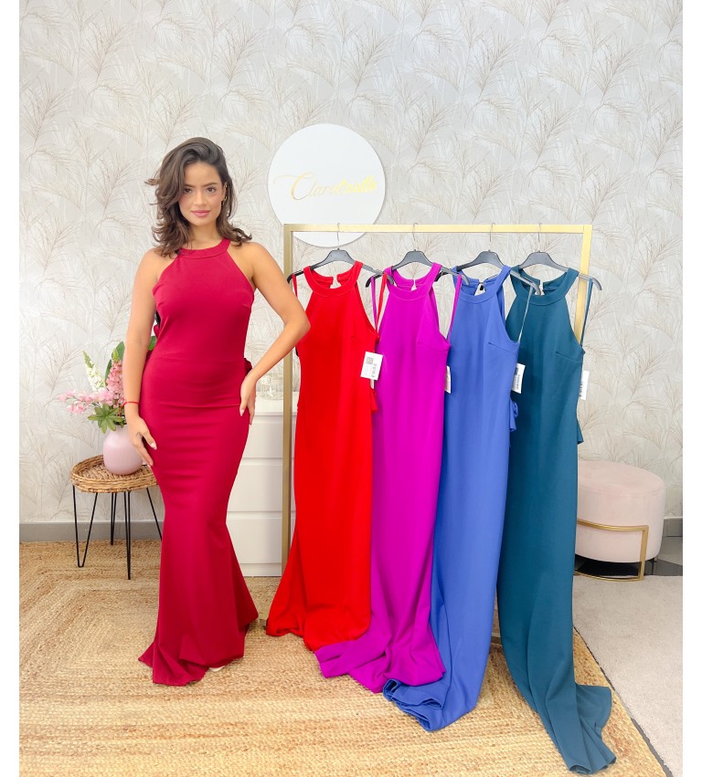 Vestido rosetones espalda