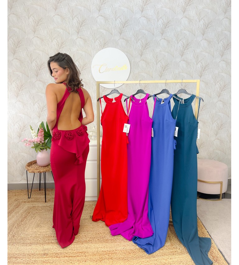 Vestido rosetones espalda