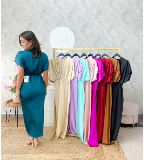 Vestido satinado manga corta 2