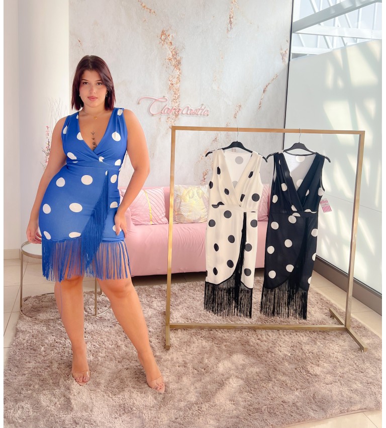 Vestido topos con flecos