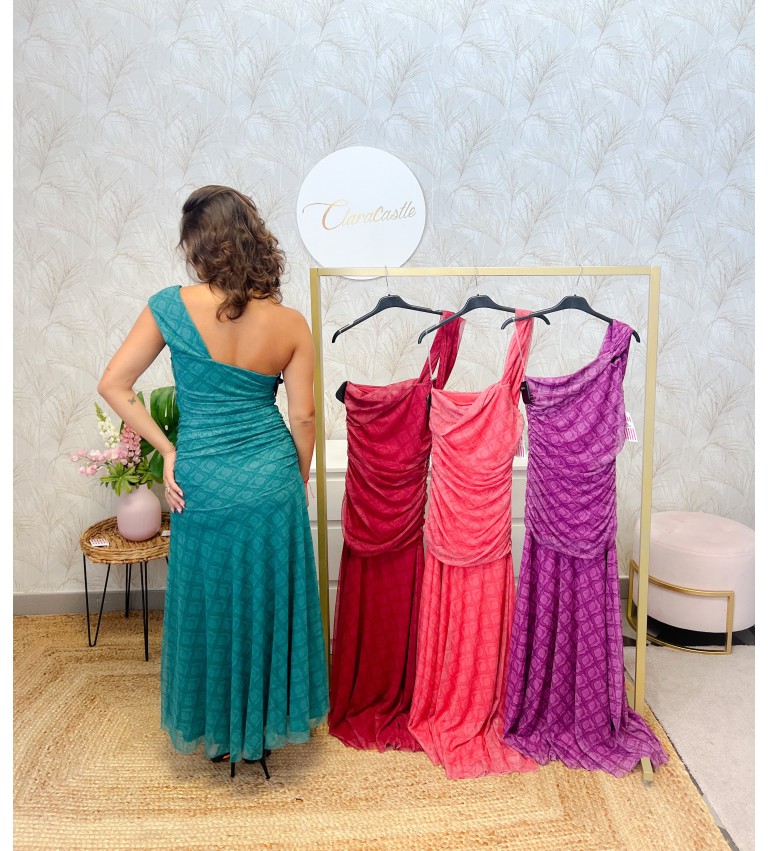 Vestido asimétrico print tul