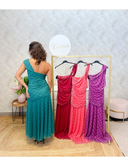 Vestido asimétrico print tul