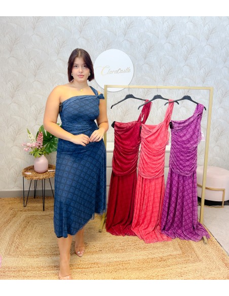 Vestido asimétrico print tul