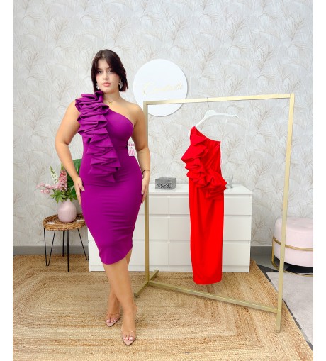 Vestido volante fruncido