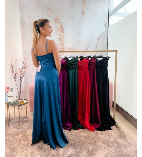 Vestido satinado escote corazón 2