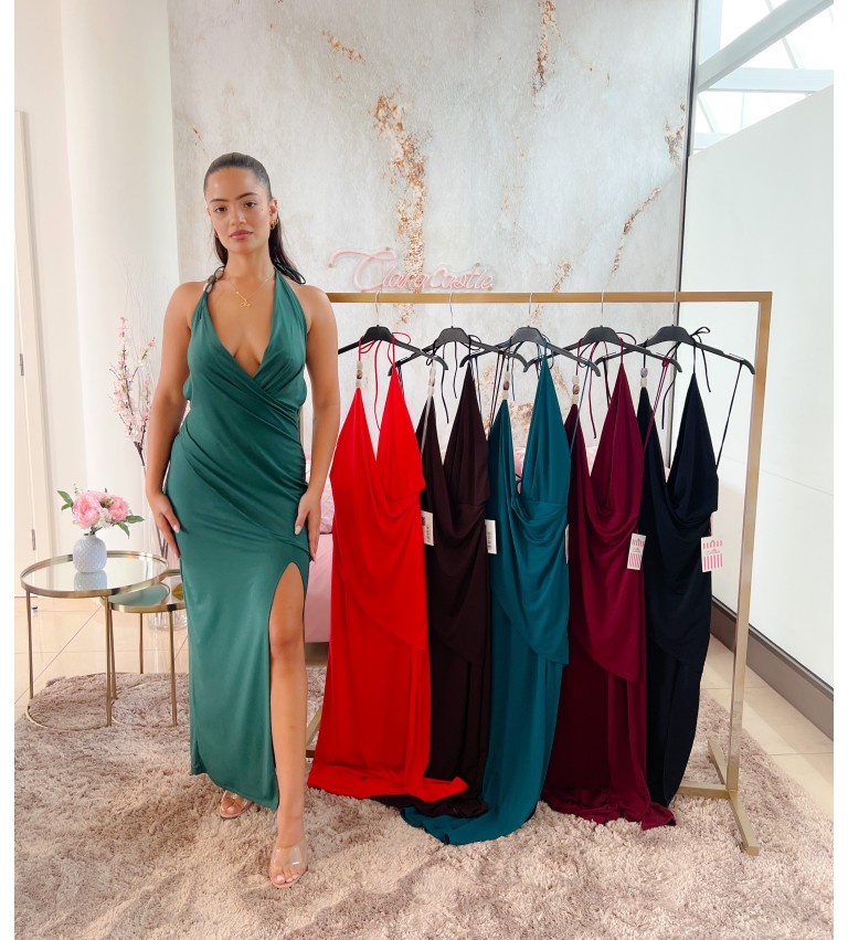 Vestido crep abalorios