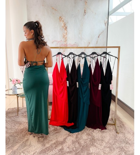 Vestido crep abalorios 2