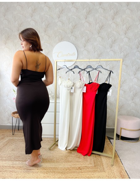 Vestido escote abalorios