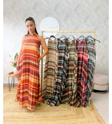 Vestido zig zag plisado