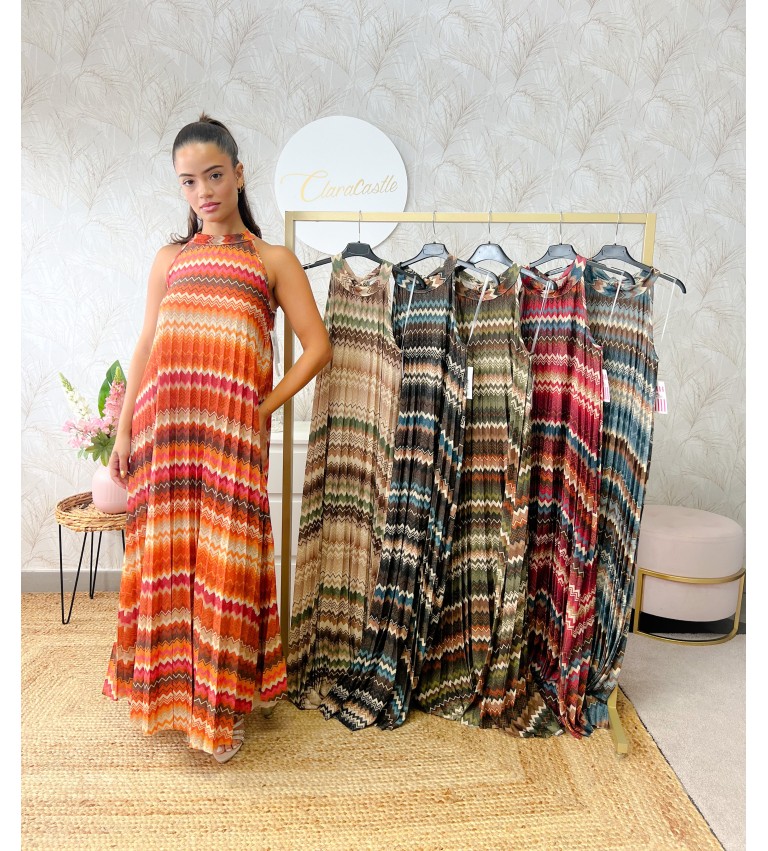 Vestido zig zag plisado