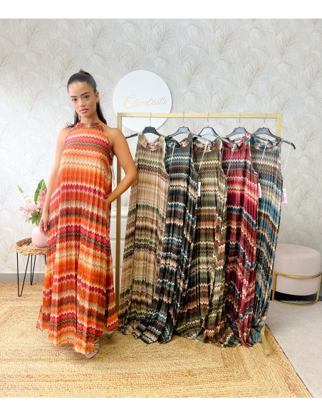 Vestido zig zag plisado