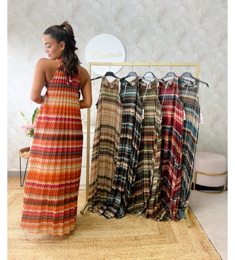 Vestido zig zag plisado