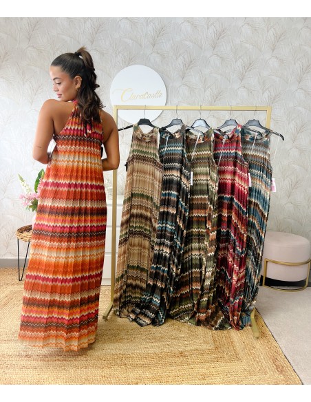 Vestido zig zag plisado