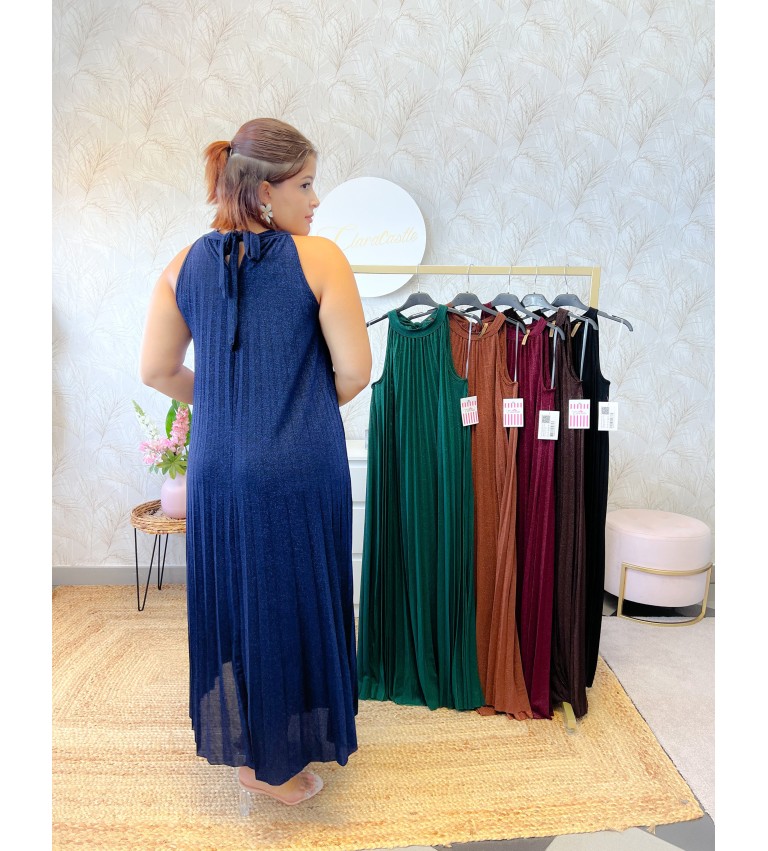 Vestido plisado satinado