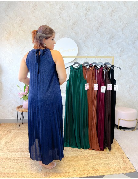 Vestido plisado satinado