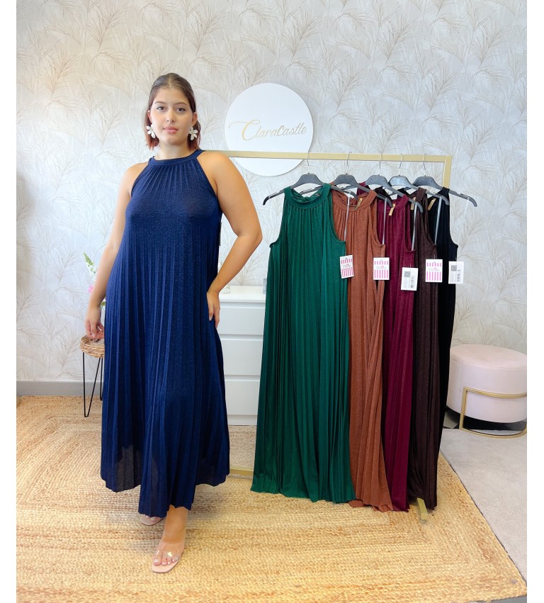 Vestido plisado satinado