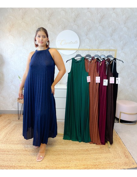 Vestido plisado satinado