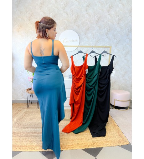 Vestido largo drapeado 2