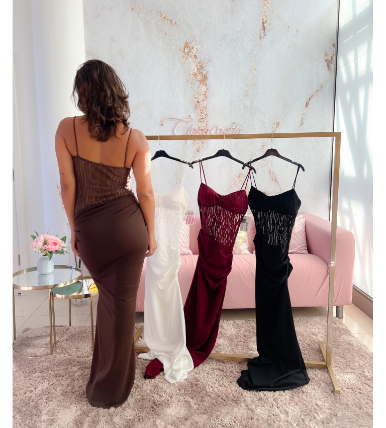 Vestido transparencia cebra