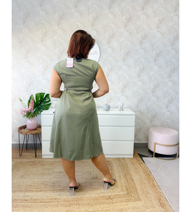 Vestido kaki cinturón